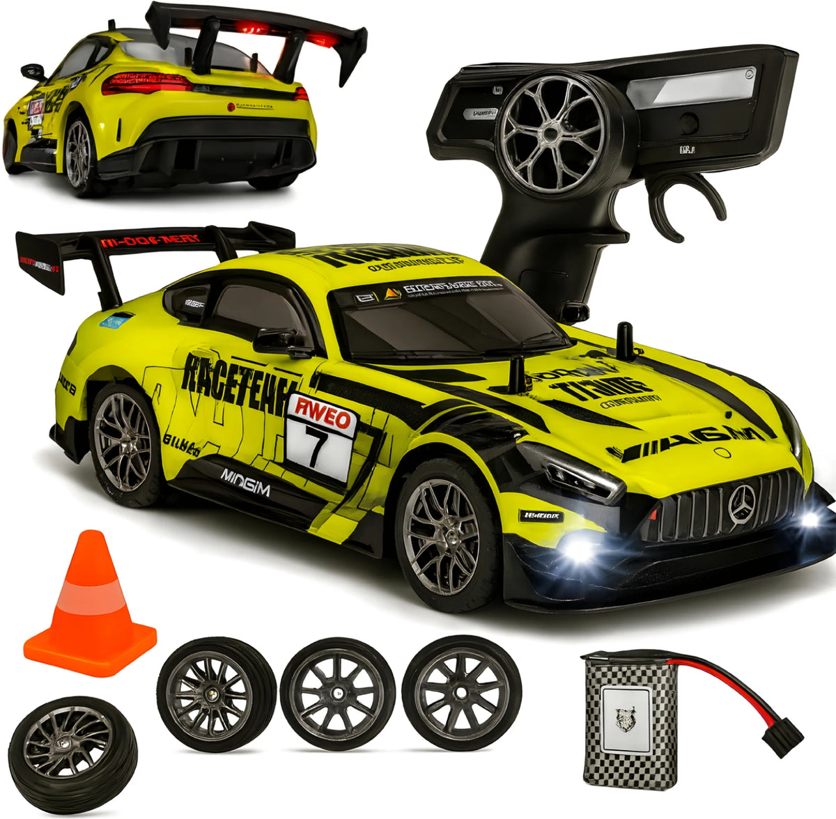 1:16 High-Speed 4WD RC Drift Car, Yellow diecast scale model car