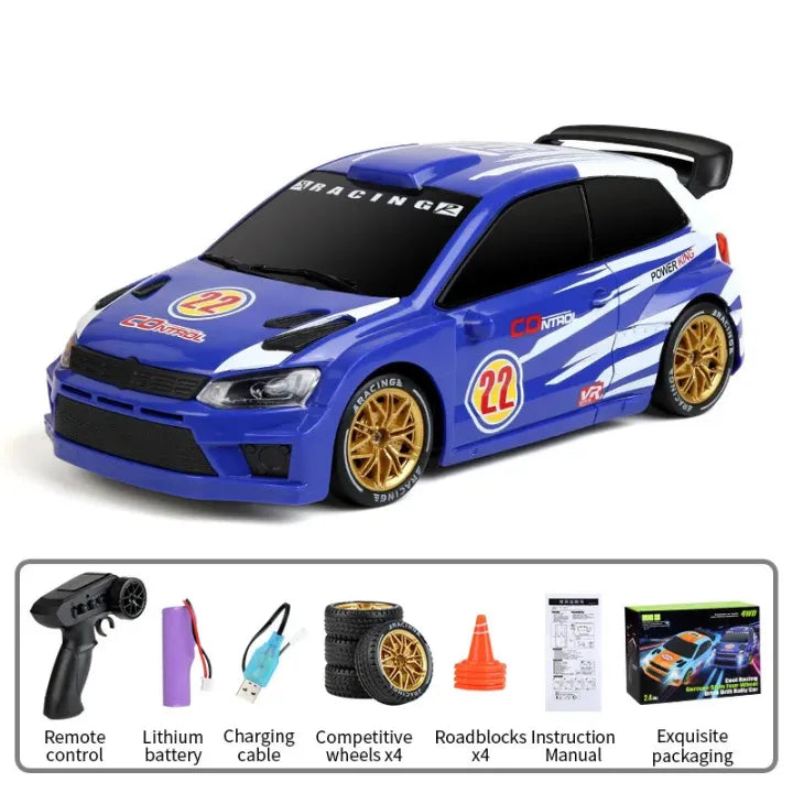 VW Polo Rally RC Drift Car, Blue diecast scale model car